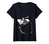 Femme Husky dort Pyjama cadeau de sieste Husky T-Shirt avec Col en V