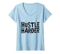 Femme Hustle Harder T-Shirt avec Col en V