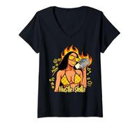 Femme Hustle Skills Black Hustling Melanin Queen propriétaire d'entreprise T-Shirt avec Col en V