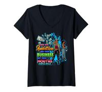 Femme Hustle Skills hu$tle $killz pour Les Hustlers Qui Aiment bousculer T-Shirt avec Col en V
