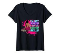 Femme Hustle Skills hu$tle $killz pour Les Hustlers Qui Aiment bousculer T-Shirt avec Col en V