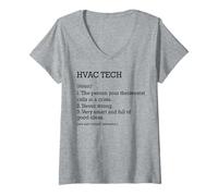 Femme HVAC Tech Définition du poste Technicien CVC amusant personnalisé T-Shirt avec Col en V