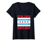 Femme Hyde Park Chicago Illinois Flag Loop 773 312 Plat à Pizza Profond T-Shirt avec Col en V