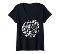 Femme I am a Child of God | Dove Priing Hands T-Shirt avec Col en V