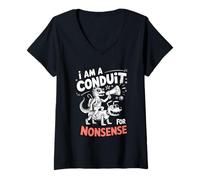 Femme I Am A Conduit For Nonsense Funny Lizard Dog Family T-Shirt avec Col en V