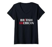 Femme I Am British American - Britain and America Pride T-Shirt avec Col en V