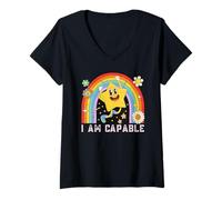 Femme « I am Capable, I Trust Myself, Positive Afirmations Saying » T-Shirt avec Col en V
