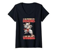 Femme I Am Fighting My Demons and They are Winning T-Shirt avec Col en V