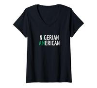 Femme I Am Nigérian American - Nigeria et America Pride T-Shirt avec Col en V
