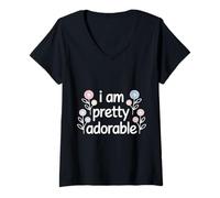 Femme I Am Pretty Adorable Cute Confident Personality - T-Shirt avec Col en V