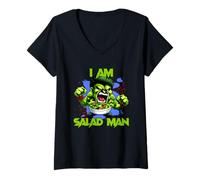 Femme I Am Salad Man Salad Lovers Salad Lovers Lettuce Face Légumes Super-héros T-Shirt avec Col en V