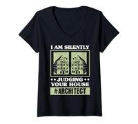 Femme I Am Silently Judging Your House Architecture T-Shirt avec Col en V