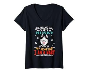 Femme I Am Telling You I'm Not A Siberian Husky Dog Mom Lovers T-Shirt avec Col en V