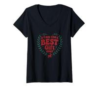 Femme I Am The Best Ever Christmas Reindeer Holiday Christmas Fun T-Shirt avec Col en V