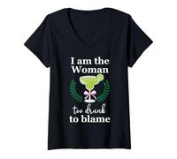 Femme I Am the Woman Too Drunk to Blame on Margarita Funny Tequila T-Shirt avec Col en V