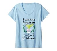 Femme I Am the Woman Too Drunk to Blame on Margarita Spicy Tequila T-Shirt avec Col en V