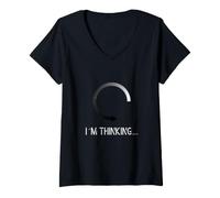 Femme I am Thinking Symbole de Charge numérique pour Ordinateur Noir T-Shirt avec Col en V