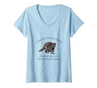 Femme I Am Up to No Good Funny Raton Laveur T-Shirt avec Col en V