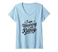 Femme I Am Wearing Her Kidney Citation Transplantation Rénale T-Shirt avec Col en V