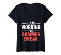 Femme I Am Working for Summer Break Détendez-Vous - T-Shirt avec Col en V