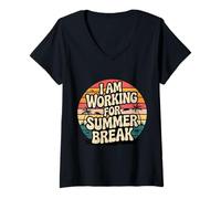 Femme I Am Working for Summer Break Détendez-Vous - T-Shirt avec Col en V