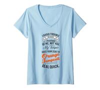 Femme I Avoid Trouble Because I'm Afraid of Me Not You Humour Funny T-Shirt avec Col en V
