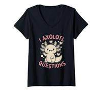 Femme i axolotl questions enfants filles femmes garçons salamandre mexicaine T-Shirt avec Col en V