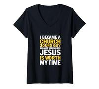 Femme I Became A Church Sound Guy Ingénieur Audio T-Shirt avec Col en V
