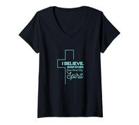 Femme I Believe Godfather Jesus Christ Holy Spirit Christian T-Shirt avec Col en V