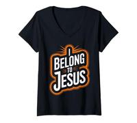 Femme I Belong to Jesus Christian Religieux Faith Hommes Femmes Enfants T-Shirt avec Col en V