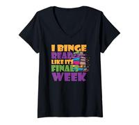 Femme I Binge Read Like it’s Finals Week T-Shirt avec Col en V