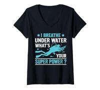 Femme I Breathe Under Water Funny Scuba Dive Diver Diving T-Shirt avec Col en V