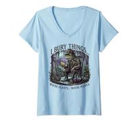 Femme I Bury Things Frog Gardener Dark Humor Shovel T-Shirt avec Col en V