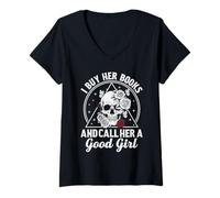 Femme I Buy Her Books & Call Her Good Girl | Petit ami Amateur de Livres T-Shirt avec Col en V