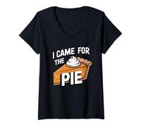 Femme I Came for The Pie Funny Pumpkin Pie Day, Thanksgiving T-Shirt avec Col en V