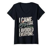 Femme I Came I Saw I Avoided Everyone Observation Oiseaux T-Shirt avec Col en V