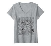 Femme I Came, I Saw, I Excavated - Humour archéologique T-Shirt avec Col en V