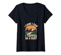 Femme I Came I Saw I Tripped On A Root Hiking Trail Hobby |---- T-Shirt avec Col en V