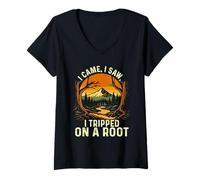 Femme I Came I Saw I Tripped on A Root - Randonnée Trekker T-Shirt avec Col en V