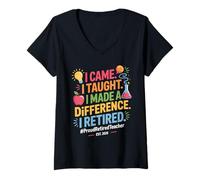 Femme I Came I Taught I Made A Difference I Retired 2026 T-Shirt avec Col en V