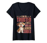 Femme I Can Be Trusted With Nuclear Launch Codes - T-Shirt avec Col en V