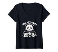 Femme I Can Be Trusted With Nuclear Launch Codes ----- T-Shirt avec Col en V