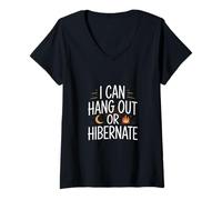 Femme I Can Hang Out or Hibernate I Don't Need a Reason Ambivert T-Shirt avec Col en V