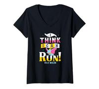 Femme I Can Run - Course de Motivation à 30 km T-Shirt avec Col en V
