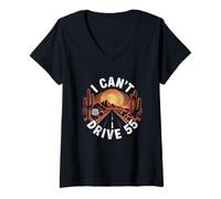 Femme I Can't Drive 55 Funny 55th Birthday Party Fathers Day T-Shirt avec Col en V
