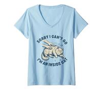 Femme I can't Go I'm an Inside Cat Funny Introverti Home Body Cat T-Shirt avec Col en V