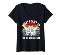 Femme I can't Go I'm an Inside Cat Funny Introverti Home Body Cat T-Shirt avec Col en V