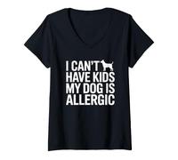 Femme I Can't Have Kids My Cat is Allergic T-Shirt avec Col en V