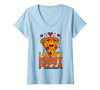 Femme I Can't Resist Pizza, drôle, nourriture kawaii, amateur de pizza T-Shirt avec Col en V