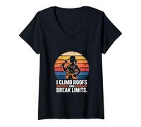 Femme I Climb Roofs and Break Limits Femme Couvreur T-Shirt avec Col en V